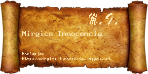 Mirgics Innocencia névjegykártya
